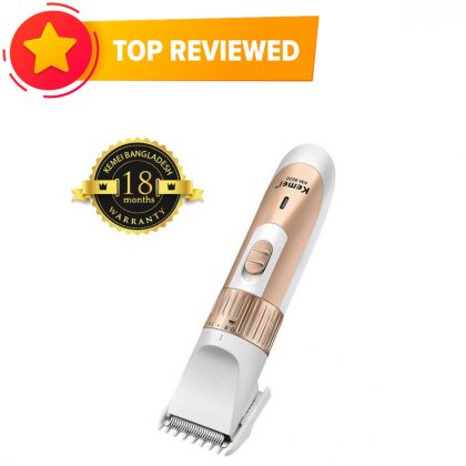 KEMEI KM-9020 Exclusive Rechargeable Beard Trimmer – White and Gold